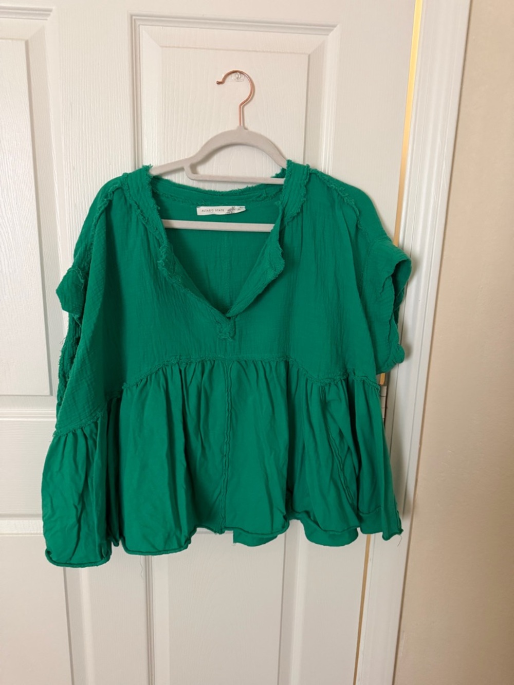 Altar’d State Green V-Neck Peasant Blouse (never worn)